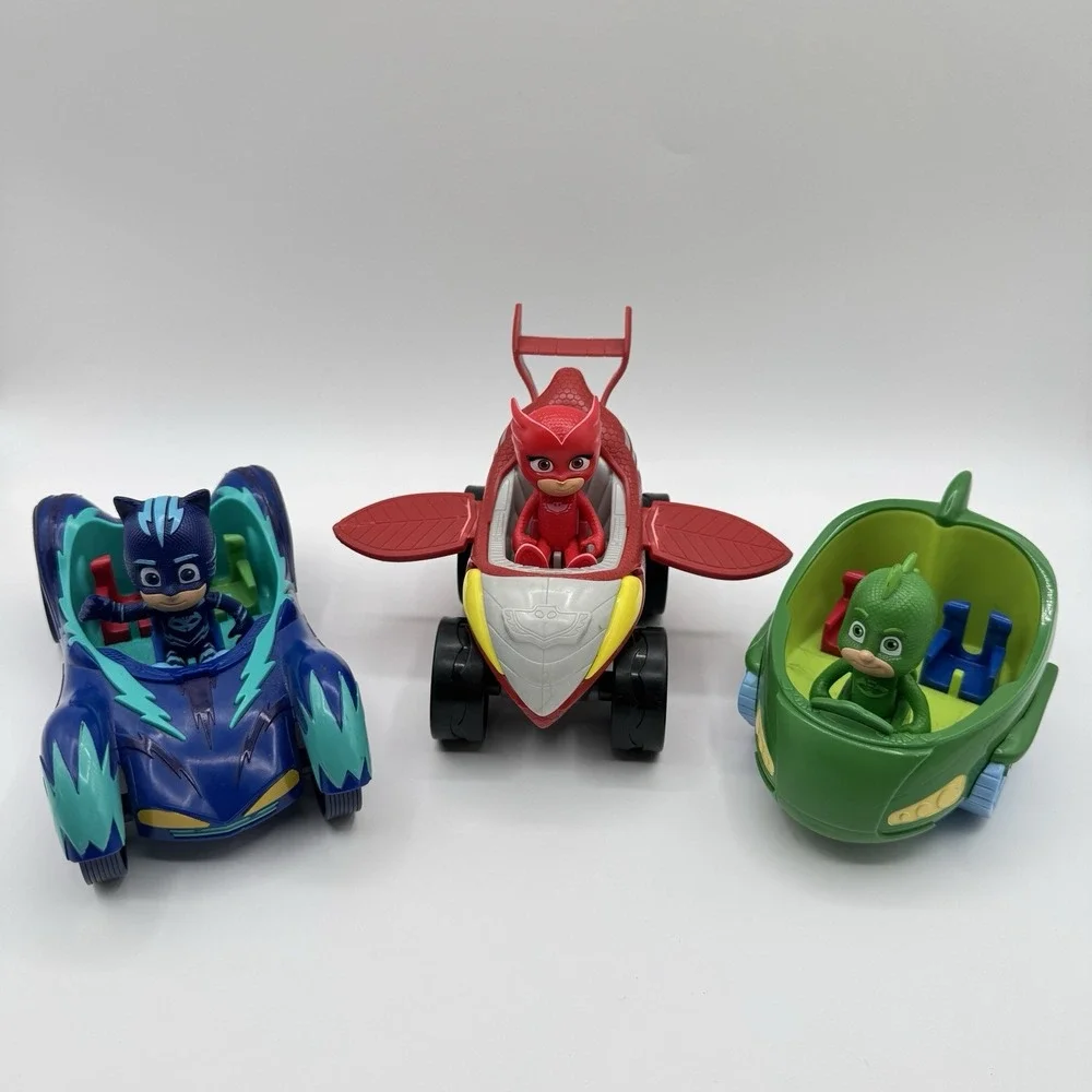 PJ Masks Lot Of 3 Vehicles With Figures Catboy Owlette Gekko Glider Mobile L8